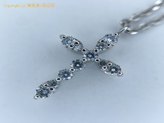 ヴァンドーム青山 K18WG 18金ホワイトゴールド ダイヤモンド クロス ネックレス 40cm 【 TM2004056 】の基本紹介画像