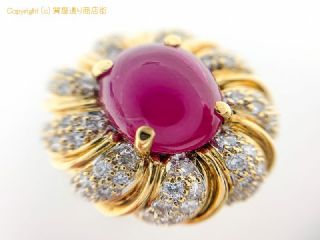 K18 18金 カボション ルビー ダイヤモンド リング 5.93ct 指輪 14.5号 ソーティング付き 【 TM2004062 】の基本紹介画像