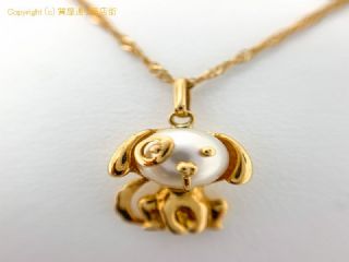 K18 18金 イエローゴールド アコヤパール 犬 ネックレス NC 40cm 【 TM2004091 】の基本紹介画像