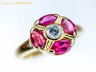 K18 18金イエローゴールド ルビー ダイヤモンド リング D0.11ct 指輪 12号 【 TM2004135 】の基本紹介画像