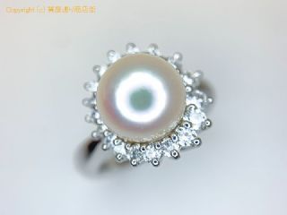 PT900 プラチナ アコヤパール ダイヤ リング 8.7mm 指輪 6.5号 【 TM2004170 】の基本紹介画像