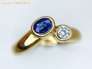 750 18金イエローゴールド オーバル ブルーサファイア ダイヤ リング 指輪 11号 メーカー刻印 【 TM2004173 】の基本紹介画像