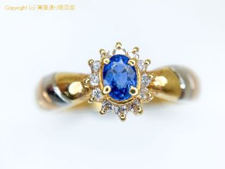 K18 PT900 18金プラチナコンビ ブルーサファイア ダイヤ リング 指輪 7号 【 TM2004174 】の基本紹介画像