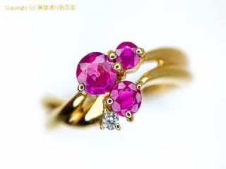 K18 18金イエローゴールド ルビー ダイヤ リング R0.47 指輪 11号 【 TM2004175 】の基本紹介画像