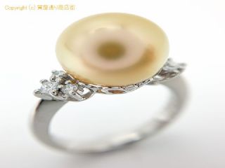 PT900 プラチナ 南洋 ゴールデンパール ダイヤ 茶金色 リング 11.0mm 指輪 12号 鑑別書付 【 TM2004187 】の基本紹介画像