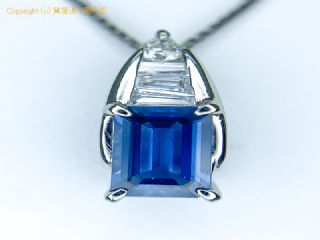 PT900 850 プラチナ 角ブルーサファイア ネックレス S0.88 D0.19 45cm 【 TM2005014 】の基本紹介画像