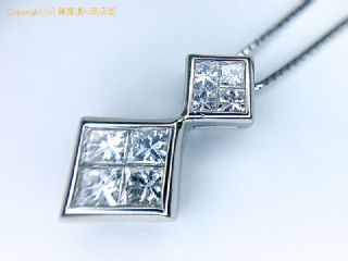 PT900 K18WG プラチナ 18金 ミステリーセッティング ダイヤモンド ネックレス D1.00 45cm 【 TM2005015 】の基本紹介画像