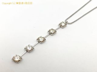 K18WG 18金ホワイトゴールド ダイヤモンド 5連 ネックレス D1.36ct 45cm 【 TM2005042 】の基本紹介画像