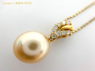 K18 18金イエローゴールド 南洋真珠 ゴールデンパール ナチュラル ネックレス 45cm ソーティング付 【 TM2005055 】の基本紹介画像