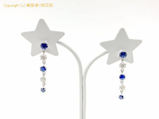 PT900 プラチナ ブルーサファイア ダイヤモンド 5連 ピアス 【 TM2005078 】の基本紹介画像