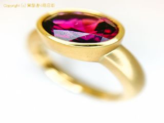 K18 18金イエローゴールド ロードライトガーネット 梨地 リング 指輪 12号 ソーティング付 【 TM2005088 】の基本紹介画像