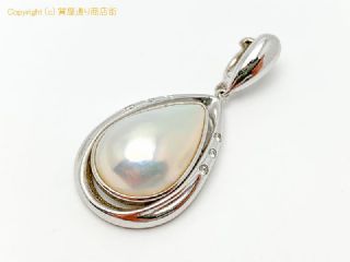 田崎真珠 TASAKI 田崎 K14WG 14金ホワイトゴールド マベパール 真珠 ペアシェイプ ペンダント 【 TM2005127 】の基本紹介画像