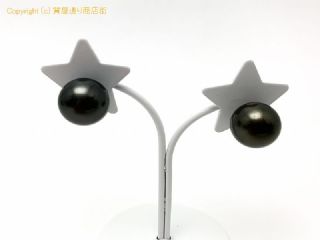 K14WG 14金ホワイトゴールド タヒチパール 黒蝶 真珠 ピアス 【 TM2005145 】の基本紹介画像