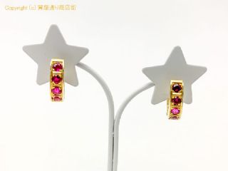 K18 18金イエローゴールド ルビー 輪っか状 フープ ピアス ルビー0.52/0.52ct 【 TM2005149 】の基本紹介画像