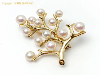ミキモト MIKIMOTO ミキモト K14 14金イエローゴールド アコヤパール 幸福の木 ブローチ 【 TM2006150 】の基本紹介画像