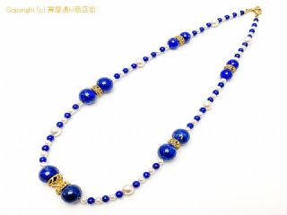 K18 18金イエローゴールド アコヤパール ラピス ネックレス 45cm 【 TM2006175 】の基本紹介画像