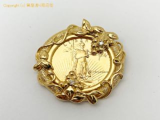 K22 K18 22金 18金イエローゴールド アメリカイーグル金貨 コイン ダイヤモンド ペンダント 1/10オンス 【 TM2006233 】の基本紹介画像