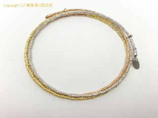 K18 18金スリーカラー ワイヤー ブレスレット バングル 5.0g 【 TM2007111 】の基本紹介画像