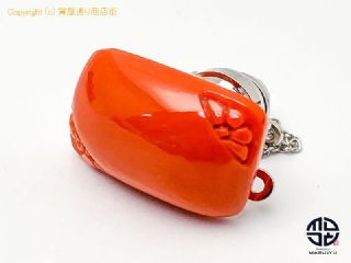 K14 14金 ホワイトゴールド 彫りサンゴ 珊瑚 ピンブローチ タイピン 【 TM2006234 】の基本紹介画像