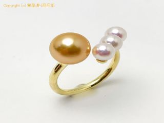 K18 18金イエローゴールド 南洋ゴールデンパール アコヤパール 茶金色 リング 9.0mm 指輪 14号 鑑別書付 【 TM2007265 】の基本紹介画像