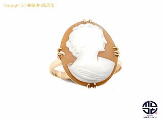 K18 18金イエローゴールド シェルカメオ リング 指輪 12号 【 TM2009091 】の基本紹介画像