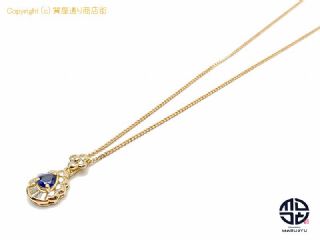 K18 18金イエローゴールド ブルーサファイア ダイヤモンド ネックレス 40cm 3.8g 【 TM2009124 】の基本紹介画像