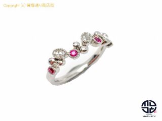 750 18金ホワイトゴールド ルビー ダイヤモンド R0.10ct ダイヤ0.20ct リング 指輪 12号 ソーティング付 【 TM2011120 】の基本紹介画像