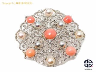 K18WG 18金ホワイトゴールド コンクパール アコヤパール ペンブローチ ペンダント チャーム 鑑別書付 【 TM2012013 】の基本紹介画像