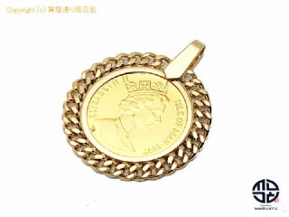 K24 K18 24金 18金イエローゴールド エリザベス2世 1997 マン島キャット 純金 コイン ペンダント チャーム 【 TM2102118 】の基本紹介画像