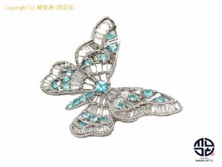 K18WG 18金ホワイトゴールド パライバトルマリン ダイヤモンド 蝶々 チョウモチーフ ペンダント チャーム 【 TM2103140 】の基本紹介画像