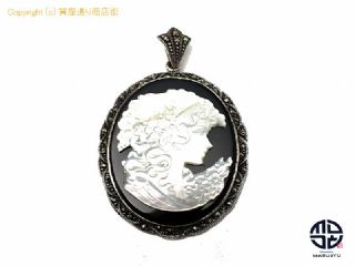 SV925 シルバー オニキス シェルカメオ ペンダント チャーム 約22.5g 【 TM2103189 】の基本紹介画像