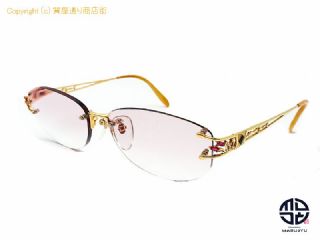 京セラ CRESCENT VERT クレサンベール CV-63 K18 18金イエローゴールド メガネ 眼鏡 フレーム 合成ルビー ダイヤモンド 総重量約38.8g 【 TM2104044 】の基本紹介画像