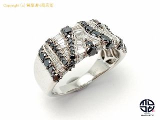 K18WG 18金ホワイトゴールド ダイヤモンド ブラックダイヤ メンズ リング 指輪 D1.86ct 21号 【 TM2104126 】の基本紹介画像