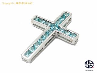 K18WG 18金ホワイトゴールド パライバトルマリン クロスモチーフ ペンダント チャーム パライバ0.37ct 証明書付き 【 TM2105019 】の基本紹介画像