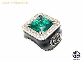グッチ GUCCI グッチ SV925 シルバー クリスタルディテール シグネット リング 指輪 グリーン 9号 アクセサリー 【 TM2106014 】の基本紹介画像
