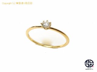 AHKAH アーカー 750 18金イエローゴールド ダイヤモンド ソリテール ピンキー リング 指輪 3号 アクセサリー 証明書付 【 TM2106057 】の基本紹介画像
