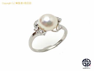 田崎真珠 TASAKI 田崎 タサキ PT900 プラチナ アコヤパール ダイヤモンド リング 指輪 ダイヤ0.12ct 15号 【 TM2106058 】の基本紹介画像