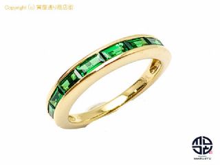 K18 18金イエローゴールド グリーングロシュラーガーネット ツァボライト ハーフエタニティ リング 指輪 10.5号 0.99ct ミニカード付き 【 TM2106059 】の基本紹介画像