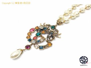 グッチ GUCCI グッチ ゴールドカラー ダブルGロゴ マルチカラー フェイクパール ネックレス アクセサリー 【 TM2106117 】の基本紹介画像