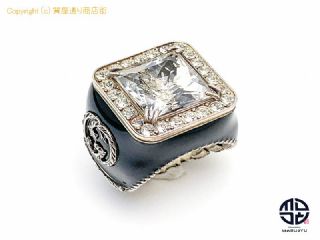 グッチ GUCCI グッチ SV925 シルバー クリスタルディテール シグネット リング 指輪 透明石 17号 アクセサリー 【 TM2106120 】の基本紹介画像