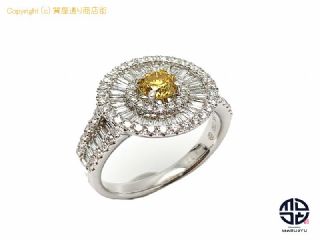 750 18金ホワイトゴールド 天然 ナチュラル カラーダイヤ リング 指輪 14号 0.477ct ソーティング付き ”FANCY VIVID ORANGY YELLOW” 【 TM2106125 】の基本紹介画像