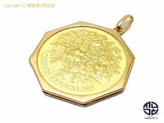 K22 K18 PT 22金 18金イエローゴールド プラチナ エリザベス2世 カナダ100ドル ブーケ 金貨 コイン ペンダント チャーム 約19.1g 【 TM2107076 】の基本紹介画像