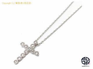 K18WG 18金ホワイトゴールド ローズカット ダイヤモンド D0.12 クロスモチーフ ネックレス アクセサリー ミニカード付き 【 TM2109086 】の基本紹介画像