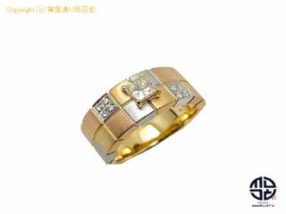 田崎真珠 TASAKI 田崎 タサキ K18 PT900 18金イエローゴールド プラチナ コンビ 角ダイヤモンド リング 指輪 12号 【 TM2110101 】の基本紹介画像
