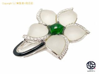 CALDERONI GIOIELLI カルデローニ 750 18金ホワイトゴールド ダイオプサイド ダイヤモンド ブローチ アクセサリー 鑑別書付き 【 TM2109089 】の基本紹介画像