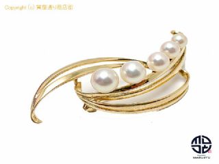 ミキモト MIKIMOTO ミキモト K14 14金イエローゴールド アコヤパール ブローチ アクセサリー 【 TM2111095 】の基本紹介画像