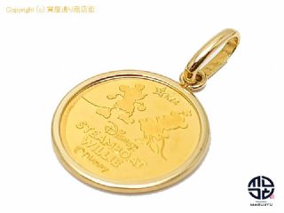 DISNEY ディズニー K24 K18 24金 18金イエローゴールド コイン ミッキーマウス90周年 金貨 コイン ペンダント チャーム 約4.0g 【 TM2112046 】の基本紹介画像