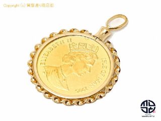 K24 K18 24金 18金イエローゴールド エリザベス2世 1995 マン島キャット 1/10oz 純金 コイン ペンダント チャーム アクセサリー 【 TM2112076 】の基本紹介画像