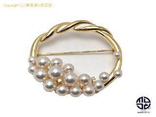 田崎真珠 TASAKI 田崎 タサキ K18 18金イエローゴールド アコヤパール 真珠 ダイヤ ブローチ アクセサリー 【 TM2201122 】の基本紹介画像