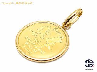 DISNEY ディズニー K24 K18 24金 18金イエローゴールド コイン ミッキーマウス90周年 金貨 コイン ペンダント チャーム 約4.0g 【 TM2112047 】の基本紹介画像